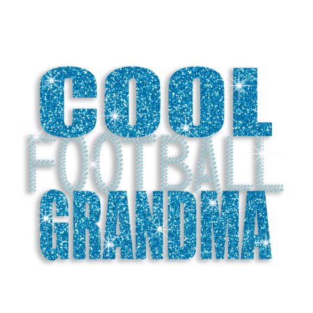 Custom Cool Football Grandma Rhinestone Glitter Iron on Transfer