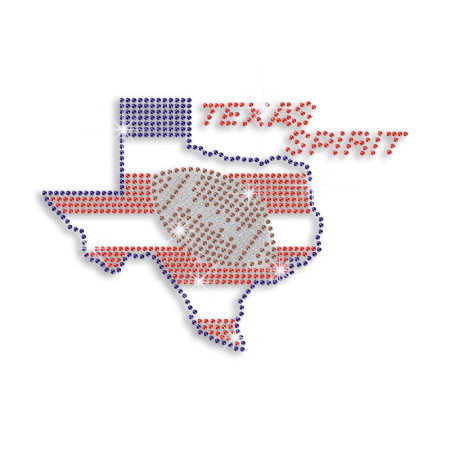 Texas Football Spirit American Flag Rhinestone Iron on Transfer