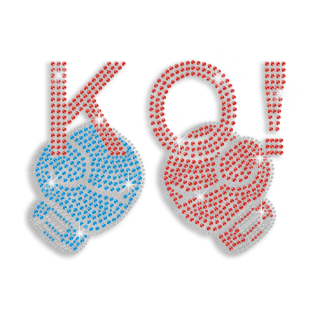2015 Boxing Fists KO Rhinestone Iron on Transfer