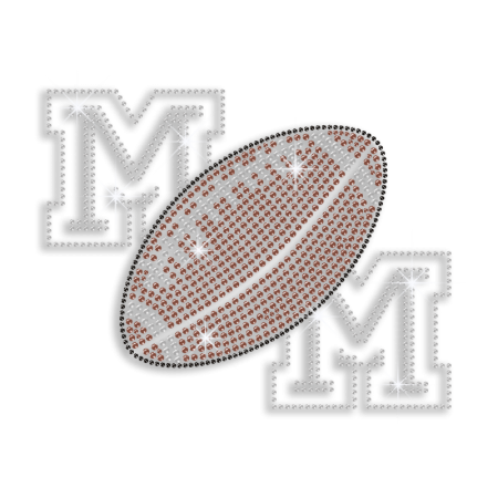 Cool Football Mom Iron-on Hotfix Rhinestone Transfer