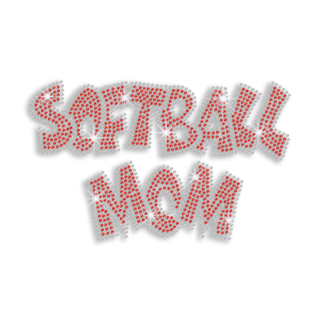 Ruby Softball Mom Iron on Rhinestone Transfer