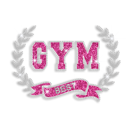 Pretty Pink GYM Best Gymnastic Iron-on Glitter Rhinestone Transfers