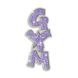 Bling Purple GYM Star Gymnastics Iron-on Rhinestone Transfers