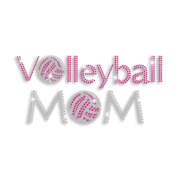 Pink Volleyball Mom Iron-on Rhinestone Transfer Motif