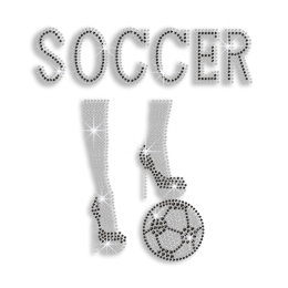 Crystal Soccer Lady with High Heels Iron on Rhinestone Transfers