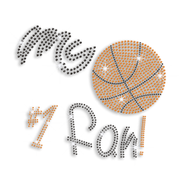 2015 Basketball My No.1 Fan Rhinestone Iron on Transfer