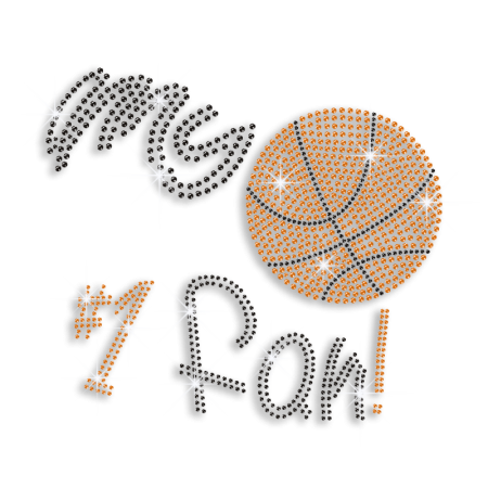 2015 Basketball My No.1 Fan Rhinestone Iron on Transfer