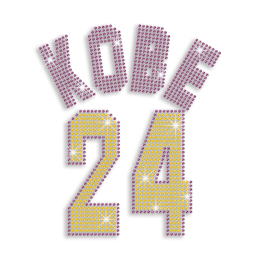 Colorful Kobe No. 24 Rhinestone Hotfix Transfer