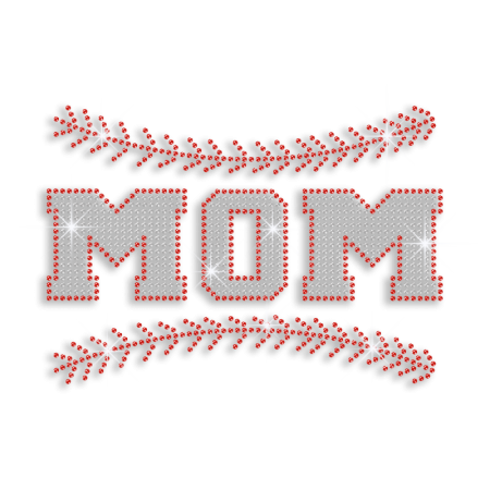 Magic Show Ruby Baseball Mom Iron on Rhinestone Transfer