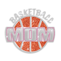 Magic Show Cute Basketball Mom Iron on Glitter Rhinestone Transfer