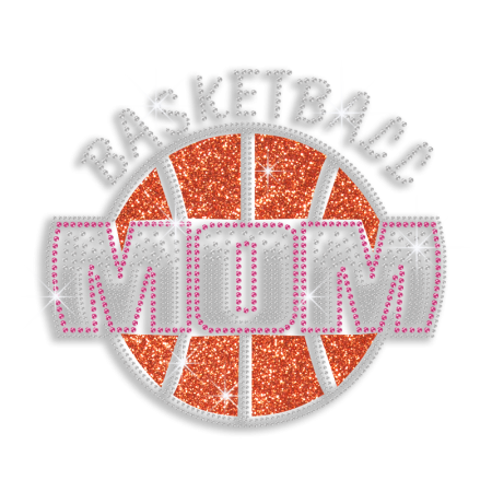 Magic Show Cute Basketball Mom Iron on Glitter Rhinestone Transfer