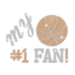 Magic Show Basketball My #1 Fan Iron on Rhinestone Transfer