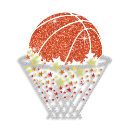 Magic Show Score a Basket Basketball Iron on Rhinestone Transfer