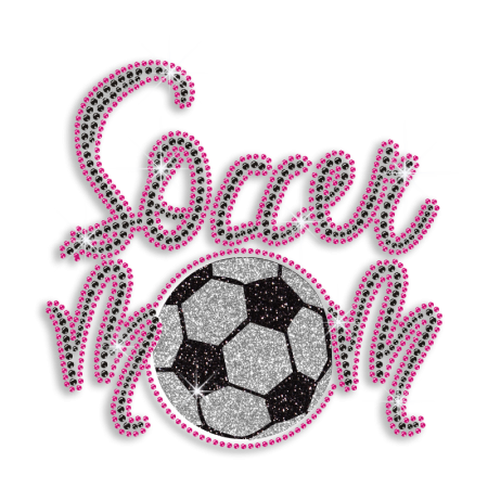 Magic Show Soccer Mom Rhinestud Glitter Iron on Transfer