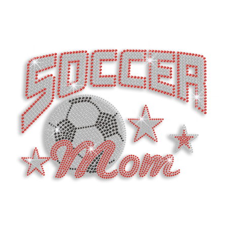 Magic Show Soccer Mom with Stars Rhinestud Iron on Rhinestone Transfer