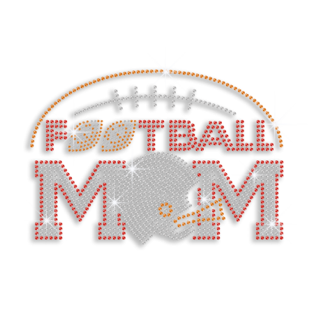 Magic Show Football Mom with Helmet Iron on Rhinestone Transfer