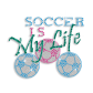 Kid Show Soccer Is My Life Iron on Glitter Neon Rhinestud Transfer