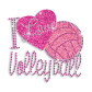 Kid Show I Love Volleyball Glitter Nailhead Iron on Transfer