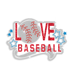 Kid Show Love Baseball Glitter Nailhead Iron on Transfer