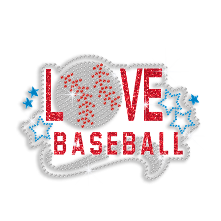 Kid Show Love Baseball Glitter Nailhead Iron on Transfer