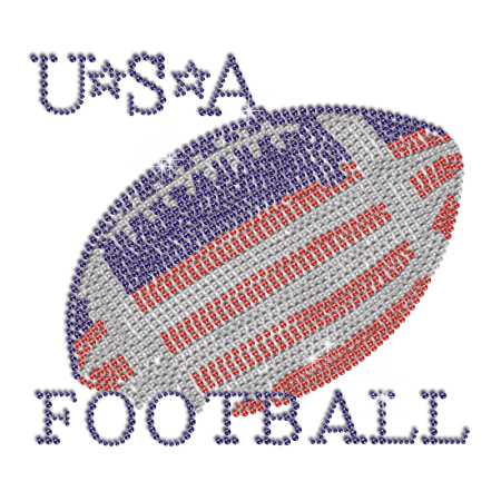 Bling USA Football Iron-on Rhinestone Transfer