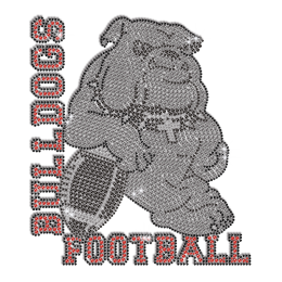 Shimmery Bulldog Football Iron-on Rhinestone Transfer