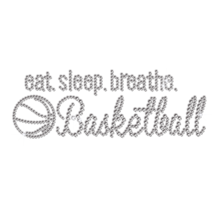 Eat Sleep & Play Basketball Iron-on Rhinestone Transfer