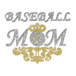 Pretty Baseball Mom Iron-on Glitter Rhinestone Transfer