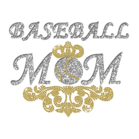 Pretty Baseball Mom Iron-on Glitter Rhinestone Transfer