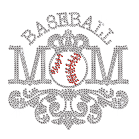 Crystal Baseball Mom Iron-on Rhinestone Transfer