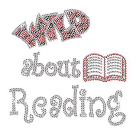 Wild about Reading Iron on Rhinestone Transfer