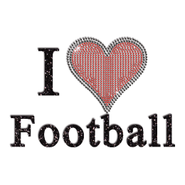 Dark I Love Football iron-on Glitter Rhinestone Transfer