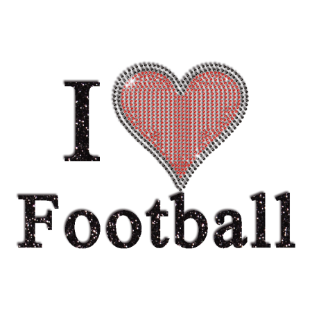 Dark I Love Football iron-on Glitter Rhinestone Transfer