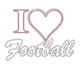 Bling I Love Football Iron on Rhinestone Transfer