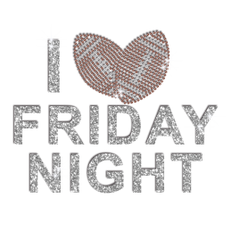 I Love Friday Night Football Iron on Rhinestone Transfer