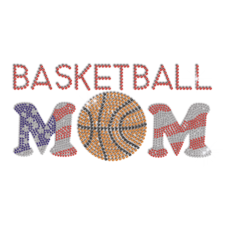 Pretty Basketball Mom iron-on Rhinestone Transfer