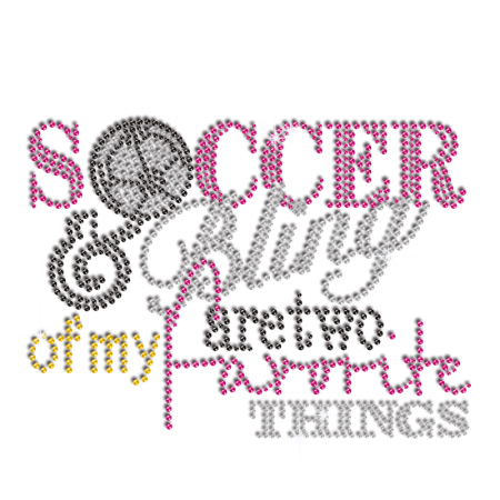 My Favorite Soccer & Bling Iron-on Rhinestone Transfer