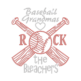 Hot Baseball Rock the Bleachers Iron-on Rhinestone Transfer