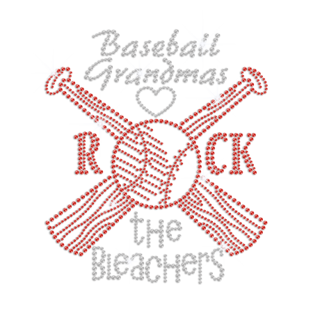 Hot Baseball Rock the Bleachers Iron-on Rhinestone Transfer