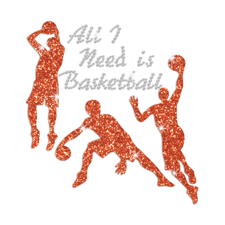 Basketball Passion Iron-on Glitter Rhinestone Transfer