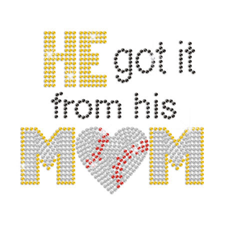 Love Support from Mom Iron-on Rhinestone Transfer 