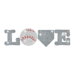 Sparkling Baseball Love Iron-on Glitter Rhinestone Transfer