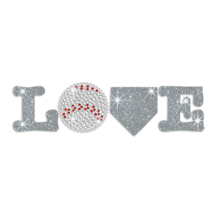 Sparkling Baseball Love Iron-on Glitter Rhinestone Transfer