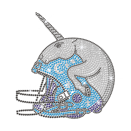 Galloping Horse Football Helmet Iron-on Rhinestone Transfer