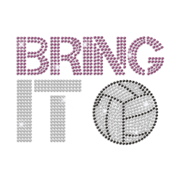 Twinkling Bring It Volleyball Hot-fix Rhinestone Transfer