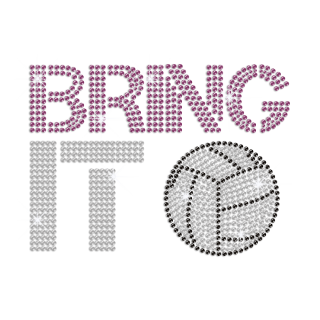 Twinkling Bring It Volleyball Hot-fix Rhinestone Transfer