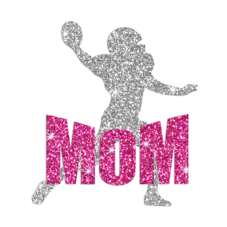 Sliver Pinky Football Mom Iron-on Glitter Transfer