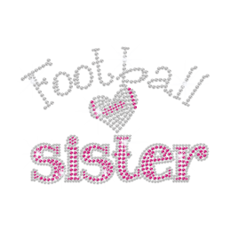 Hot Pink Sister Loves Football Iron-on Rhinestone Transfer