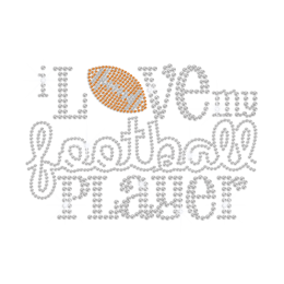 I Love My Football Player Iron-on Rhinestone Transfer