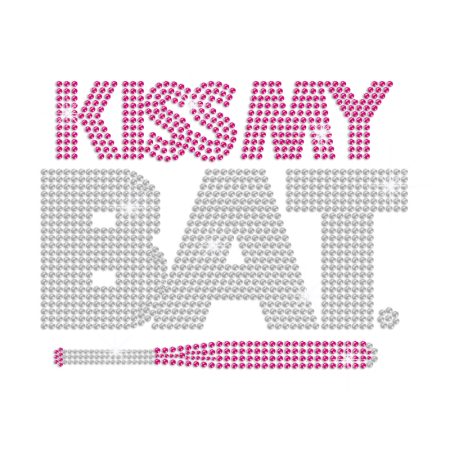 Kiss My Pink Baseball Bat Hot-fix Rhinestone Design